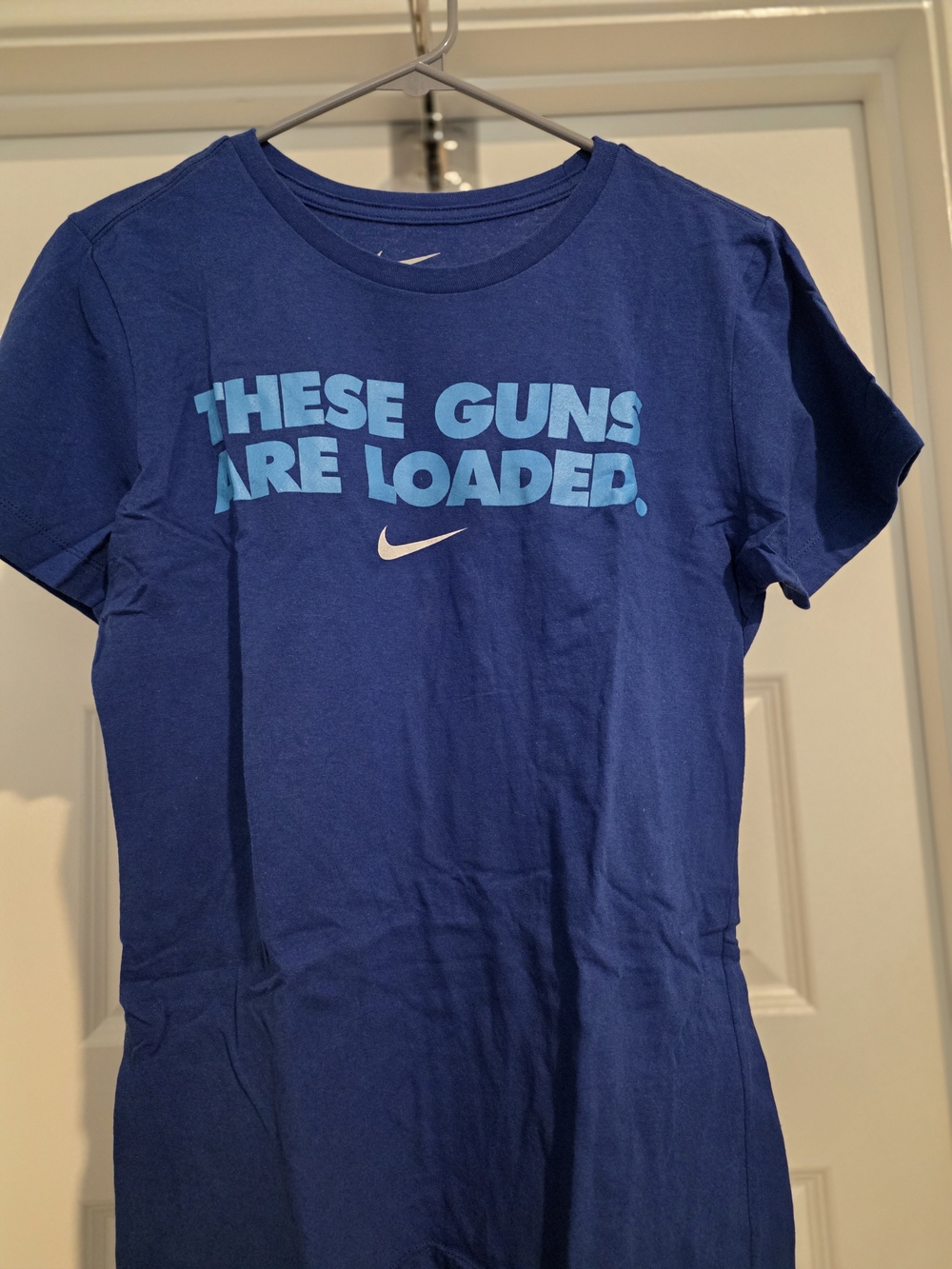 Nike Blue Graphic Tee - "These Guns Are Loaded"